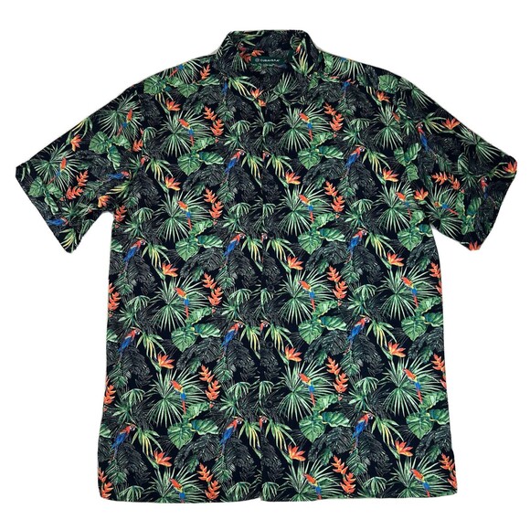 Cubavera Hawaiian Camp Shirt Men's S Button Up Tropical Allover Parrot - Picture 1 of 17